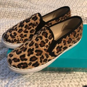 Leopard print slip on shoes